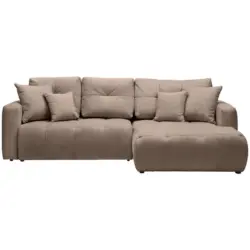 Ecksofa in Chenille Hellbraun