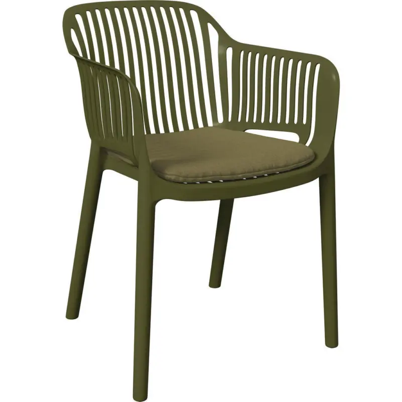 Stapelsessel in Kunststoff, Textil Gr&uuml;n