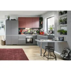 K&uuml;chenleerblock 315/210 cm in Anthrazit, Rot