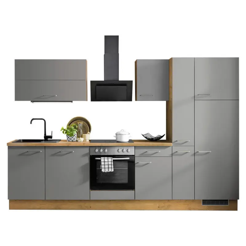 K&uuml;chenleerblock 310 cm in Eichefarben, Schieferfarben