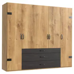 Dreht&uuml;renschrank in Graphitfarben, Eichefarben