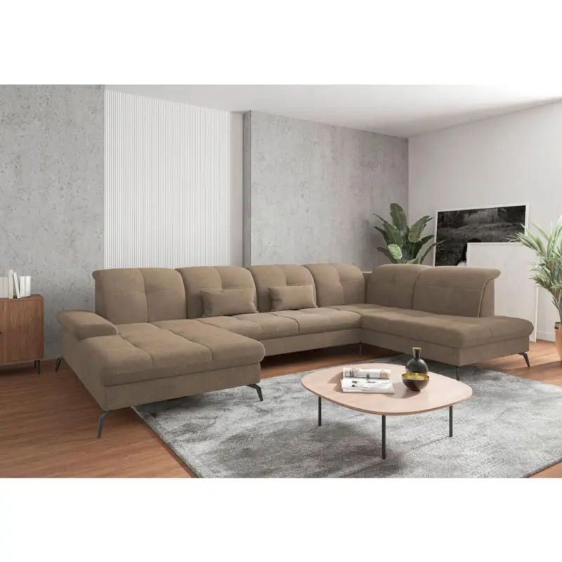 Wohnlandschaft in Flachgewebe Hellbraun