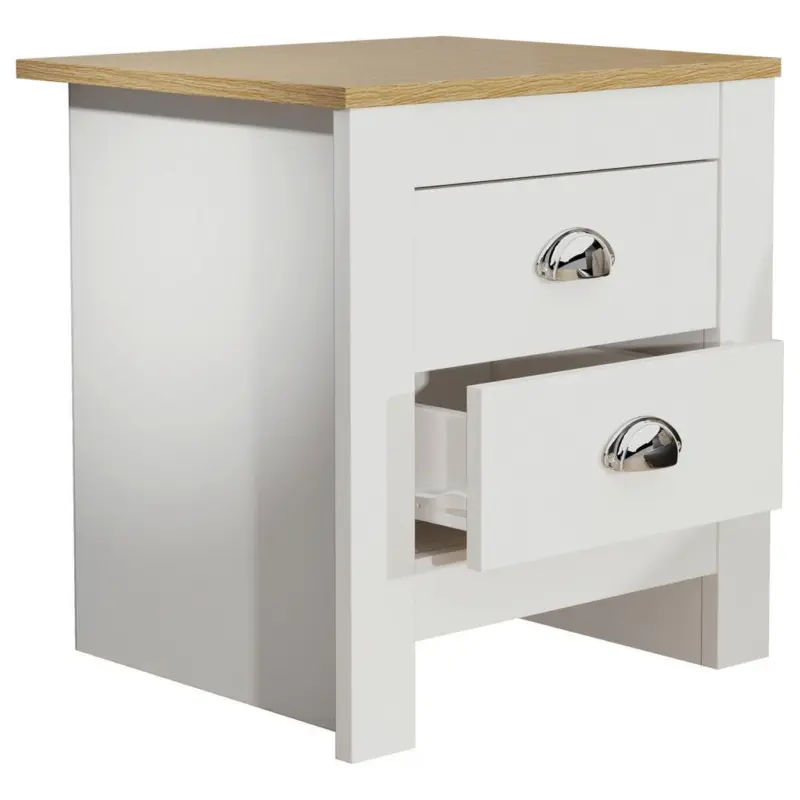 Nachtk&auml;stchen in Wei&szlig;, Eichefarben