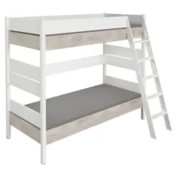 Etagenbett 90/200 cm Wei&szlig;, Silbereichenfarben