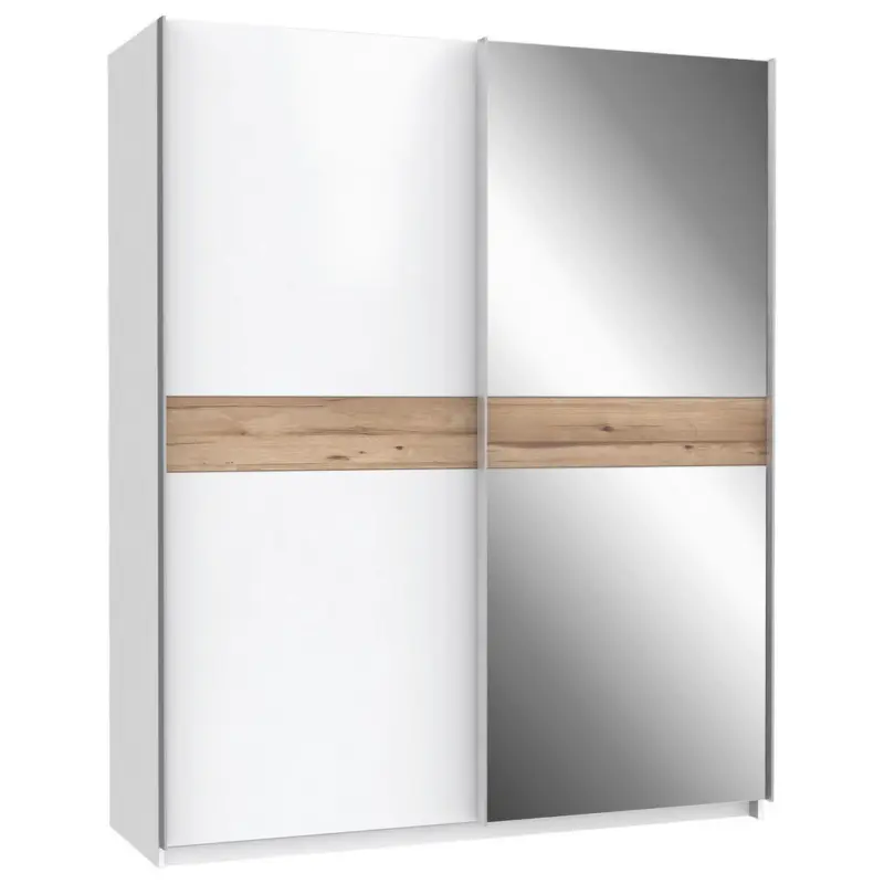 Schwebet&uuml;renschrank in Wei&szlig;, Eichefarben