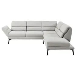 Ecksofa in Flachgewebe Hellgrau 253-363/212-253 cm