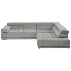 Ecksofa in Mikrofaser Silberfarben, Hellgrau 326/222 cm