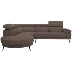 Ecksofa in Velours Braun 264/299 cm