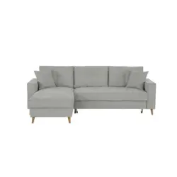 Ecksofa in Flachgewebe Dunkelgrau 257/159 cm