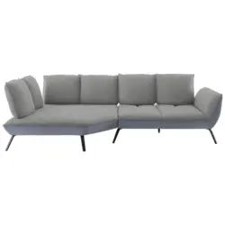 Ecksofa in Flachgewebe Hellgrau 169/320 cm