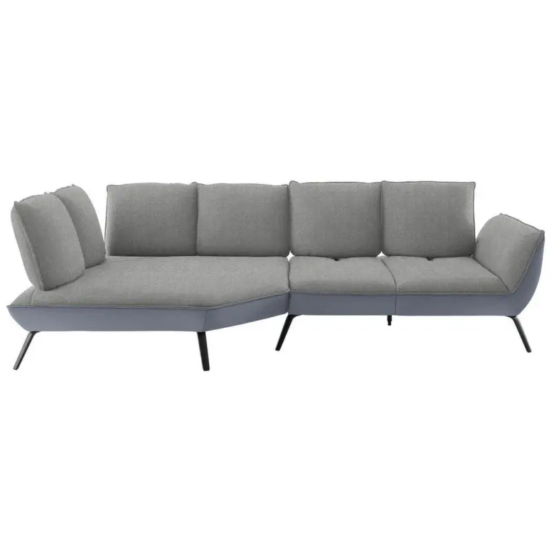 Ecksofa in Flachgewebe Hellgrau 169/320 cm