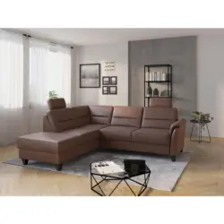 Ecksofa Palmera V in Mikrofaser Haselnussfarben 212/236 cm
