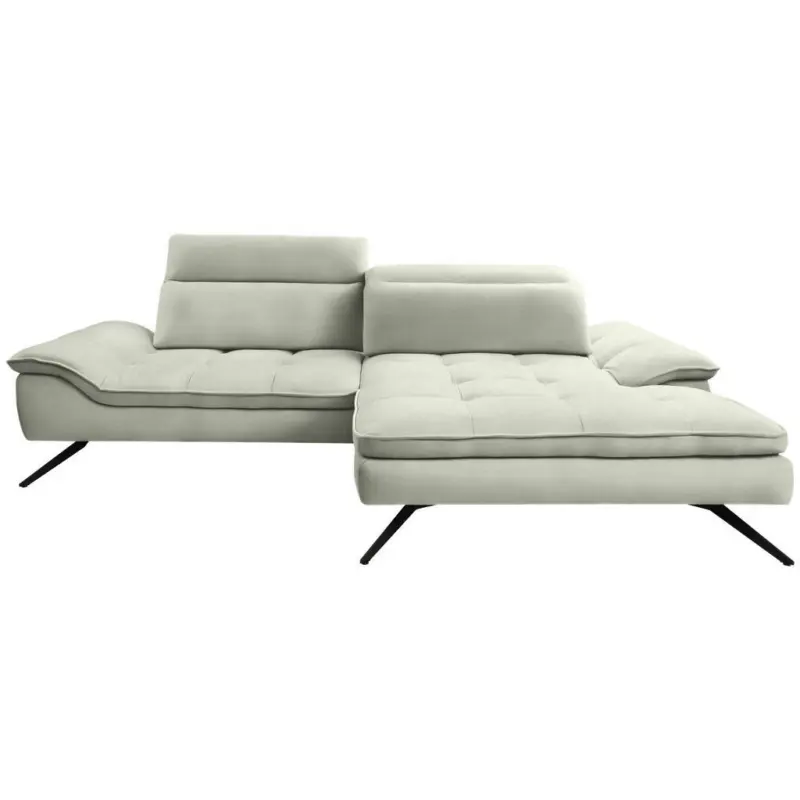 Ecksofa in Webstoff Wei&szlig; 288/179-202 cm