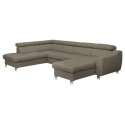 Wohnlandschaft in Lederlook Echtleder Taupe