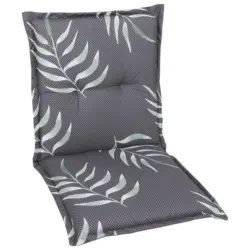 Sesselauflage in Anthrazit, Gr&uuml;n Bl&auml;tter