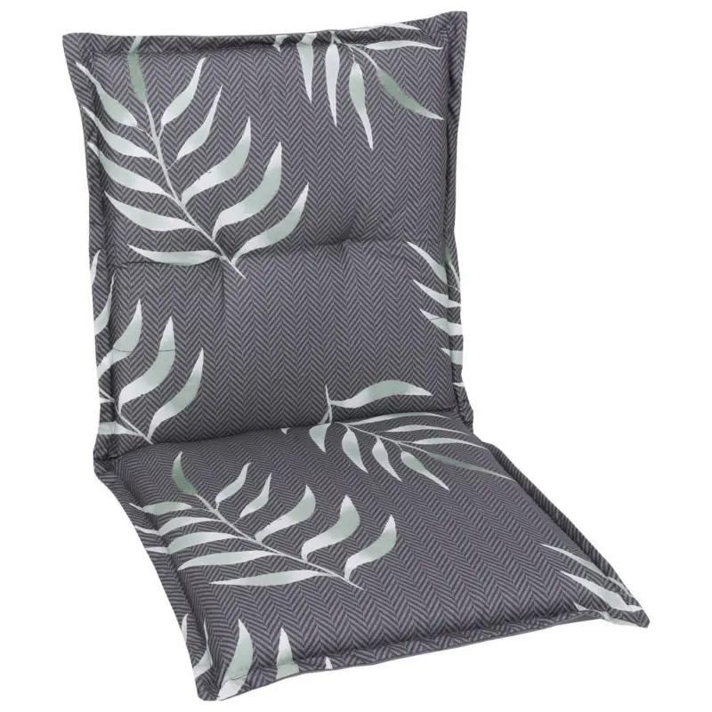 Sesselauflage in Anthrazit, Gr&uuml;n Bl&auml;tter