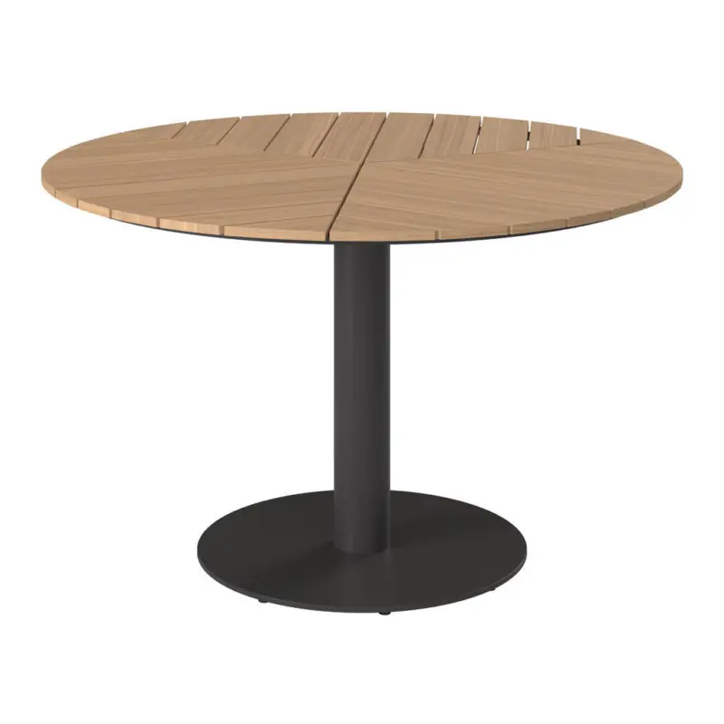 Gartentisch 120/74/120 cm Metall, Kunststoff Naturfarben, Schwarz rund