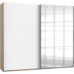 Schwebet&uuml;renschrank in Wei&szlig;, Eichefarben