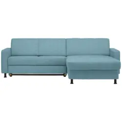 Ecksofa in Webstoff Hellblau 257/165 cm