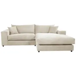 Ecksofa Funny S in Cord, Velours Creme 265/180 cm