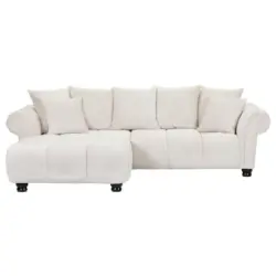 Ecksofa in Pl&uuml;sch Wei&szlig; 190/288 cm