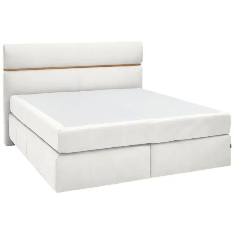 Boxspringbett 180/200 cm in Wei&szlig;, Eichefarben