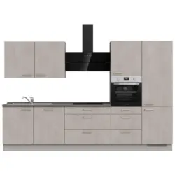 K&uuml;chenleerblock 330 cm in Grau, Schieferfarben, Hellgrau