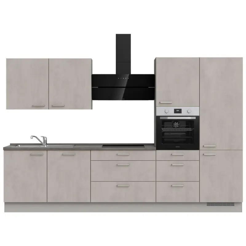 K&uuml;chenleerblock 330 cm in Grau, Schieferfarben, Hellgrau