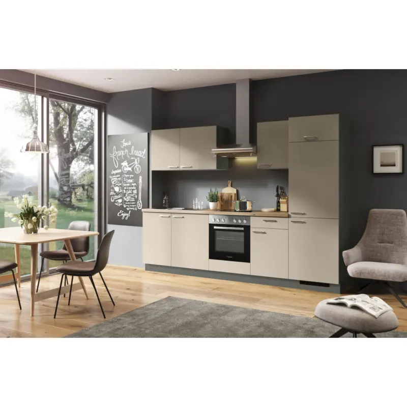 K&uuml;chenblock 280 cm in Anthrazit, Creme