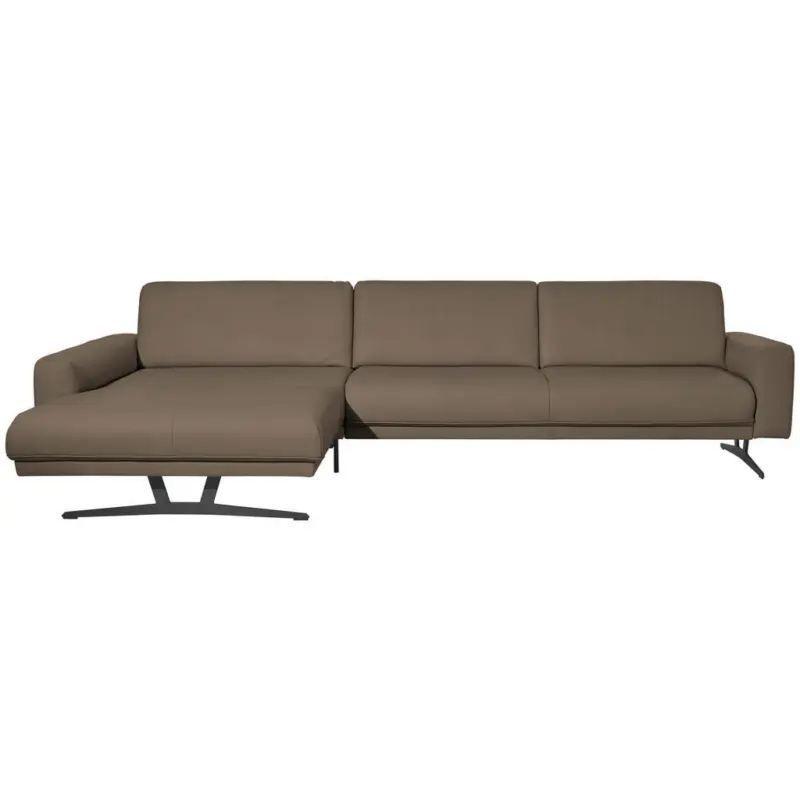 Ecksofa Nova in Echtleder Greige 179/324 cm