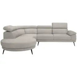 Ecksofa in Velours Beige 264/299 cm