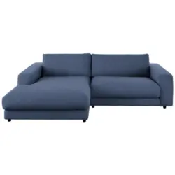 Ecksofa in Flachgewebe Blau 190/270 cm