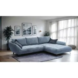 Ecksofa Biarritz in Struktur Blau 324/205 cm