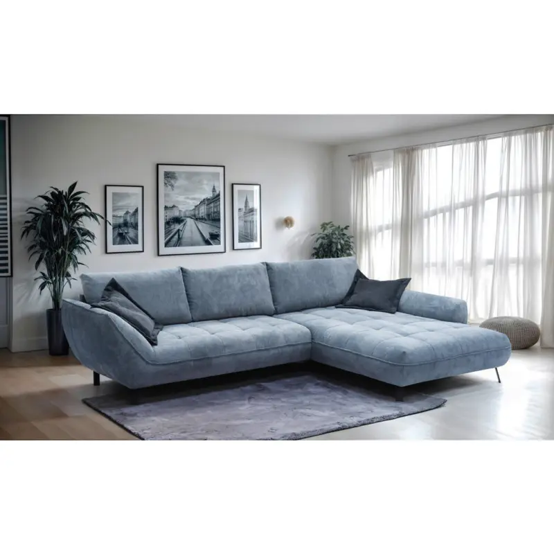 Ecksofa Biarritz in Struktur Blau 324/205 cm