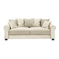 3-Sitzer-Sofa in Webstoff, Mikrovelours Creme