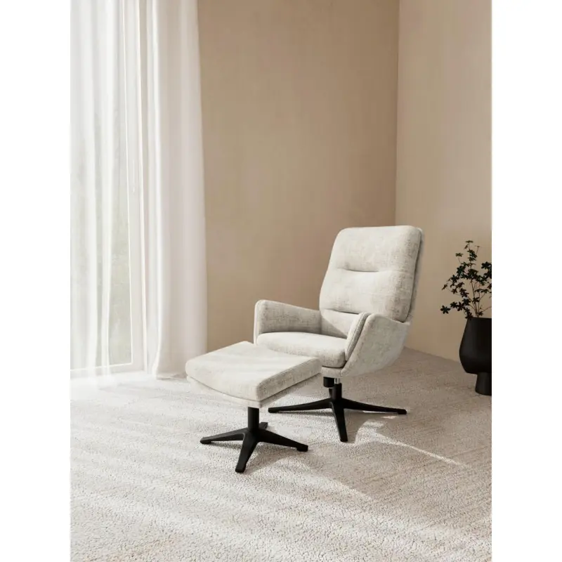 Relaxsesselset in Metall, Textil Schwarz, Beige