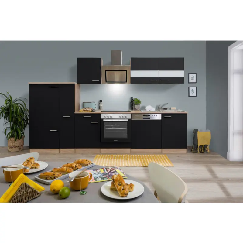 K&uuml;chenblock 310 cm in Schwarz