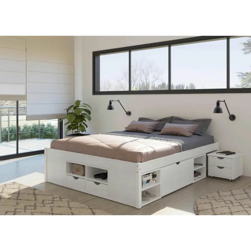 Stauraumbett in Wei&szlig;