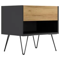 Nachttisch 51,2/50/35,6 cm in Graphitfarben, Eichefarben