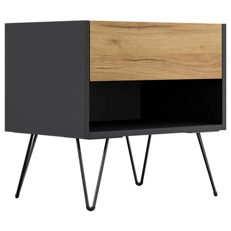 Nachttisch 51,2/50/35,6 cm in Graphitfarben, Eichefarben