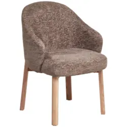 Armlehnstuhl in Holz, Textil Braun, Naturfarben