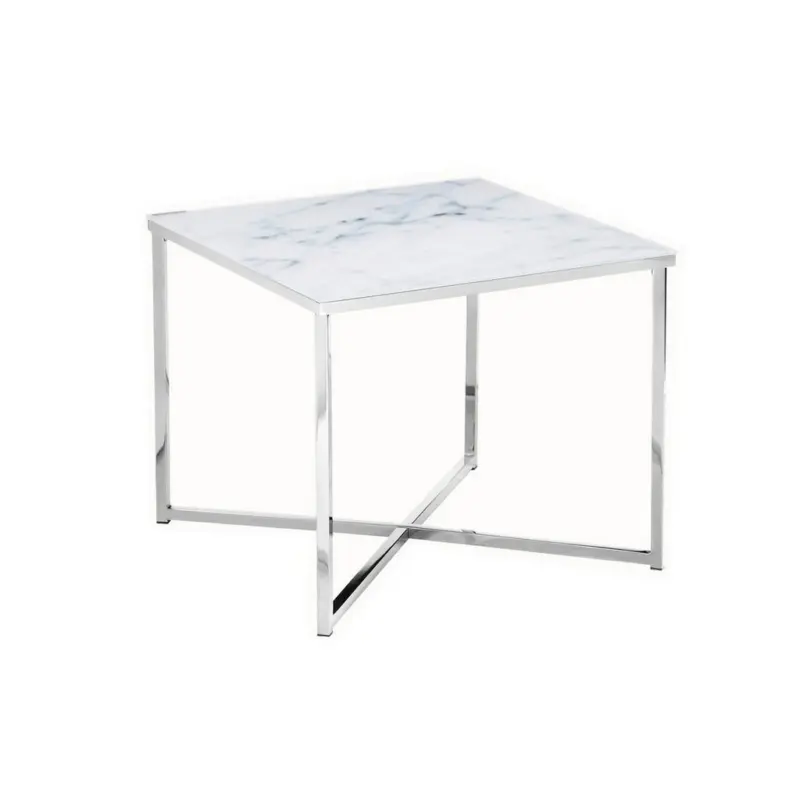 Beistelltisch in Metall, Glas 50/50/42 cm