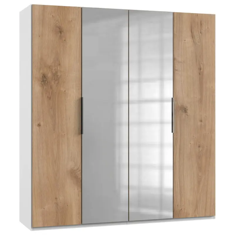 Dreht&uuml;renschrank in Wei&szlig;, Eichefarben