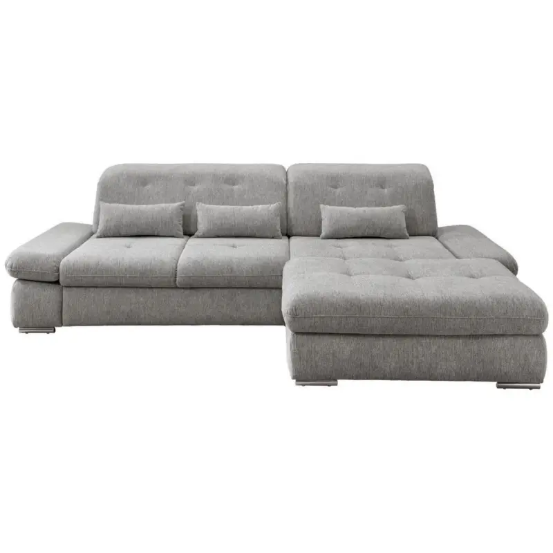 Ecksofa in Chenille Silberfarben 300/196 cm