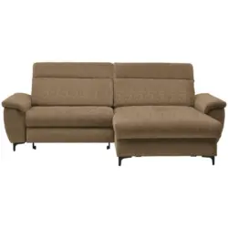 Ecksofa in Chenille Braun, Goldfarben