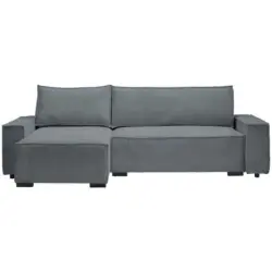 Ecksofa in Cord, Webstoff Dunkelgrau