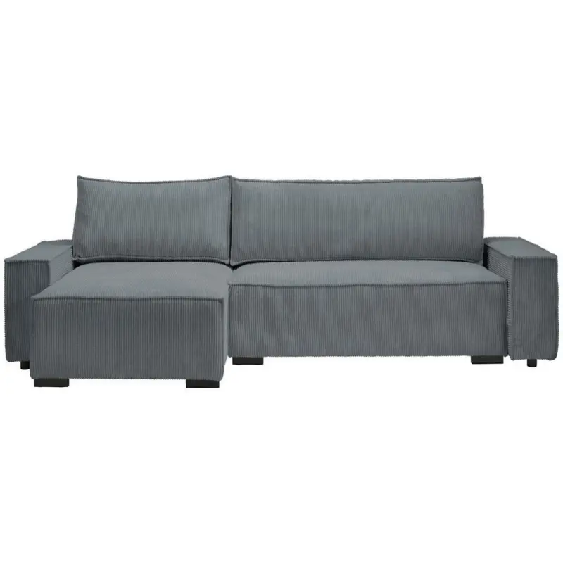 Ecksofa in Cord, Webstoff Dunkelgrau
