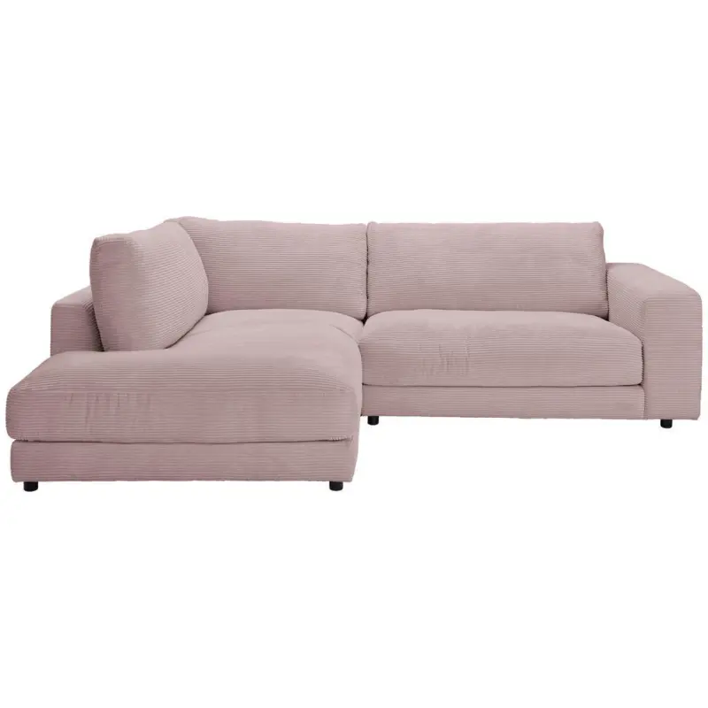 Ecksofa in Cord Rosa 224/265 cm