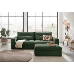 Hocker in Textil Dunkelgr&uuml;n