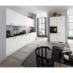 K&uuml;chenleerblock 360/120 cm in Schwarz, Wei&szlig; Hochglanz